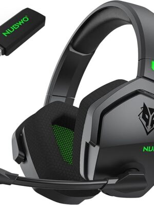 NUBWO G06 Dual Wireless Gaming Headset with Microphone for PS5, PS4, PC, Mobile, Switch: 2.4GHz Wireless + Bluetooth - 100 Hr Battery - 50mm Drivers - Green