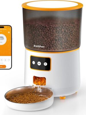 Automatic Cat Feeder, 4L WiFi Pet Feeders with APP Control for Remote Feeding, Smart Cat Food Dispenser for Dry Food for Cat&Dog, 10s Voice Recorder, Dual Power Mode, 10 Meals Per Day, White