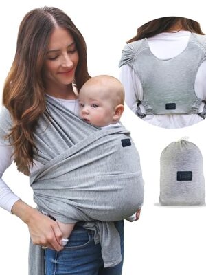 Versatile Gray & Black Baby Carrier Wrap: Comfortable, Soft & Supportive, Adjustable Ring Sling for Mom & Dad, Ideal for Baby Registry, Newborn to Toddler, Baby Shower