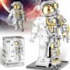 Space Astronaut Building Block Set, 966 Pcs Astronaut Building Set for Adults, Space Building Kit Toys Gifts for Kids 8-14 with Display Stand