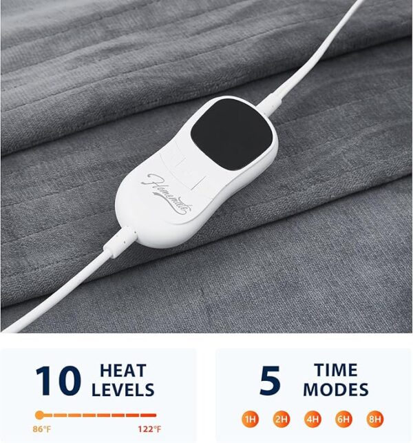 Homemate Heated Blanket Electric Throw - 50"X60" Heating Blanket Throw 1/2/4/6/8 Hours Auto-off 10 Heat Level Heat Blanket Over-heat Protection Flannel Sherpa Heater Blanket Electric ETL Certification - Image 3