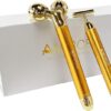 Amirce Face Massager Roller Golden 3D Roller Electric Facial Roller and T Shape Facial Roller Massager Kit Face Roller