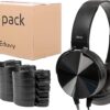 Bulk Headphones for Classroom, 12 Pack Durable Wired School Headphones for Students. Teacher Must Haves Supplies from Elementary to College (Black Color)