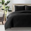 KASYLAN Quilt Set 3 Pieces - Ultra Soft Quilted Coverlet Bedspread - Lightweight Microfiber Classic Weave Stitch Bedspreads for All Season - Black Bedspreads Queen Size