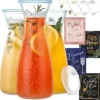 PRESTIGE Mimosa Bar Kit - Glass Carafe with Lids 27oz & Brunch Decor, Mimosa Pitcher w/Plastic Carafe Lid, Bubbly Juice Carafes for Mimosa Bar Supplies, Baby Bridal Shower (Mimosa Set (3 Carafes))