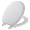 Cameron Never Loosens Round Enameled Wood Toilet Seat with Easy Clean Hinge White - Mayfair by Bemis