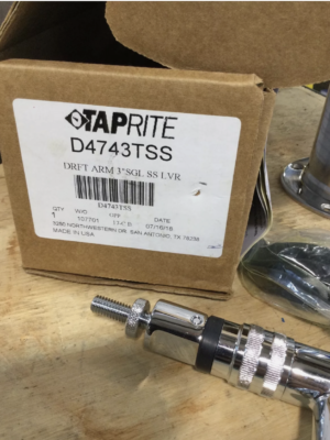1 TapRite D4743tss drft arm 3” sgl ss LVR beverage element keg tap