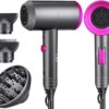 Ionic Hair Dryer, Professional Hair Blow Dryer Hot/Cold Air, 1800W Powerful AC Motor, Negative Ion Hairdryer Fast Drying, 2 Speed/3 Heating with 2 Nozzles& 1 Diffuser, for Women Men Kids Salon Travel