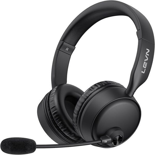 LEVN Bluetooth Headset with Microphone, Wireless Headset with Mic & Mute Button, 60 Hrs Working Time Noise Cancelling Bluetooth Headset 5.3 Multipoint Connect to Cell Phone/Mobile/Laptop/Tablet/PC
