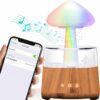 Rain Cloud Humidifier Water Drip Bluetooth Speaker, Mushroom Aromatherapy Essential Oils Diffuser with 7 LED Night Light-Gloomy Rainfall & Raindrops Relaxing Sound for deep Sleep in Bedroom (Wood)