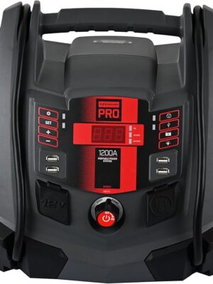 Schumacher Electric Jump Starter and Portable Power Station, 5-in-1 with Inverter, Air Compressor, and Work Light, SPR1631-1200 Peak Amps, 12 Volt, for Cars, Trucks, RV\'s and Marine Batteries