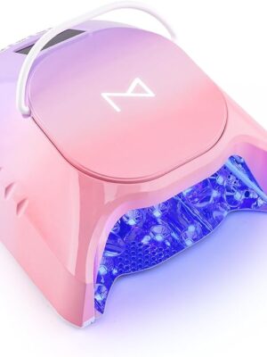 M - GlowPro Professional Hybrid 86W Wireless Rechargeable UV LED Nail Curing Lamp Cordless Nail Dryer for Gel Nails, Manicure, Pedicure (pink)