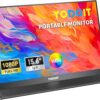 Yodoit Portable Monitor for Laptop 1920×1080 15.6\" FHD Travel Monitor Screen IPS Display with USB Type C Port and Speakers with Smart Cover Metal Monitor Compatible with PC, MacBook, Xbox (Black)