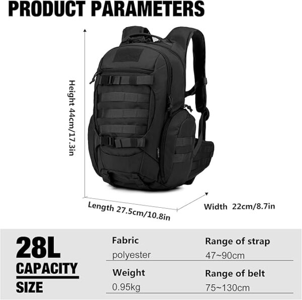 Mardingtop Tactical Backpack for Men Military Molle Backpack for Hiking,Motorcycle Backpack- 28L - Image 2