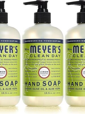 Mrs. Meyer\'s Clean Day Liquid Hand Soap, Cruelty-Free, and Biodegradable Hand Wash Made with Essential Oils, Lemon Verbena Scent, 12.5 Oz (Pack of 3)