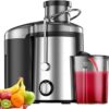 Juicer, 600W Juicer Machine with 3 Inch Wide Chute for Whole Fruits, High Yield Juice Extractor with 3 Speeds, Easy to Clean with Cleaning Brush, Compact Centrifugal Juicer Anti-drip