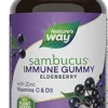 (QTY OF 2) Nature’s Way Sambucus Elderberry Immune Gummies, Daily Immune Support for Kids and Adults with Vitamin C, Vitamin D3, Zinc, Gluten Free, Vegetarian, 60 Gummies