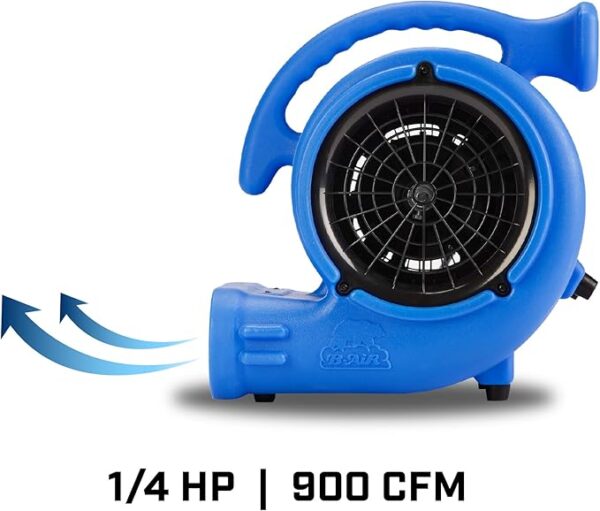 B-Air VP-25 1/4 HP 900 CFM Air Mover for Water Damage Restoration Equipment Carpet Dryer Floor Blower Fan Home and Plumbing Use, Blue - Image 2