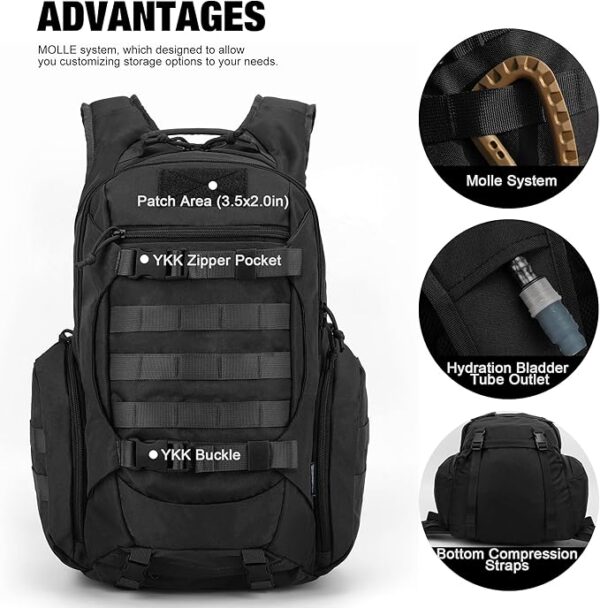 Mardingtop Tactical Backpack for Men Military Molle Backpack for Hiking,Motorcycle Backpack- 28L - Image 3