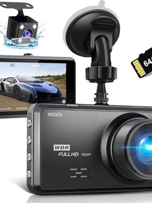 Miden S7 2.5K Dash Cam Front and Rear,64G SD Card,1600P+1080P FHD Dual Dash Camera for Cars,176°+160° Wide Angle,3.2\'\' IPS Screen Dashcam,G-Sensor,Loop Recording,WDR,Night Vision,24H Parking Monitor