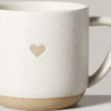 (SET OF 4) 12oz Stoneware Heart Mug Cream/Clay - Hearth & Hand™ with Magnolia: Farmhouse Style, Wax Resist Detail