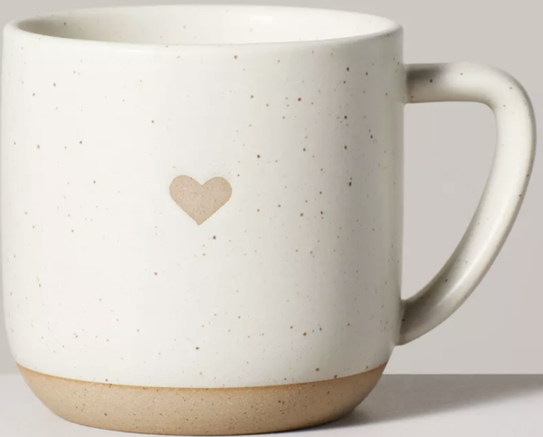 (SET OF 4) 12oz Stoneware Heart Mug Cream/Clay - Hearth & Hand™ with Magnolia: Farmhouse Style, Wax Resist Detail