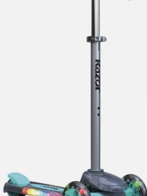 Razor Rollie DLX Convertible Kids Kick Scooter with Seats LED Lights, Teal Blue