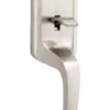 Kwikset Prague Satin Nickel Single Cylinder Entry Door Handleset with Round Pismo Knob Featuring SmartKey Security 818PGPSRD15SMCP