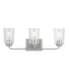 Hampton Bay Evangeline 23 in. 3-Light Brushed Nickel Farmhouse Bathroom Vanity Light with Clear Seeded Glass Shades