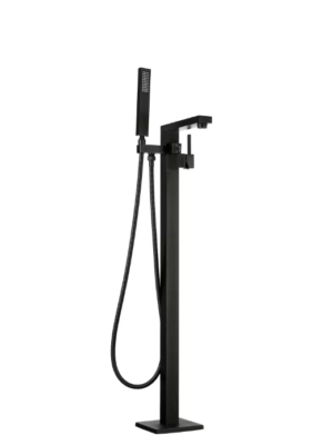 AKDY 1-Handle Freestanding Floor Mount Roman Tub Faucet Bathtub Filler with Hand Shower in Matte Black