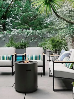 THRESHOLD ROUND METAL OUTDOOR GAS FIRE COLUMN- BLACK- STORE PICK-UP ONLY