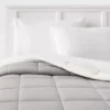 Faux Shearling Washed Microfiber Reversible Comforter - Room Essentials™- GREY- TWIN-TWIN XL