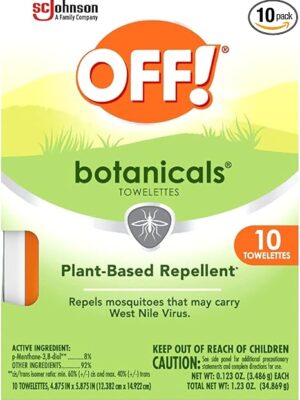 4 BOXES- OFF! Botanicals Insect Repellent Wipes, Plant-Based Mosquito Repellent, 10 Count Individually Wrapped Wipes